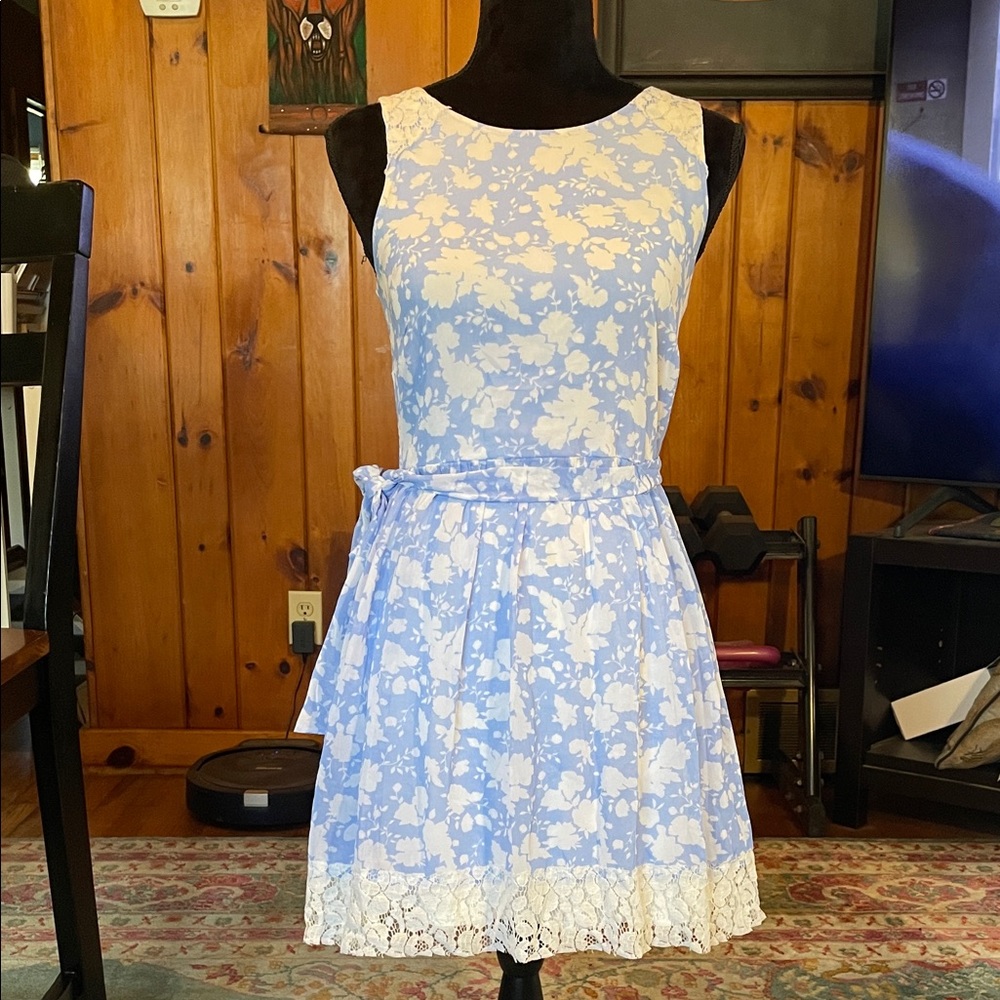 Disney Blue and White Floral Mini Dress